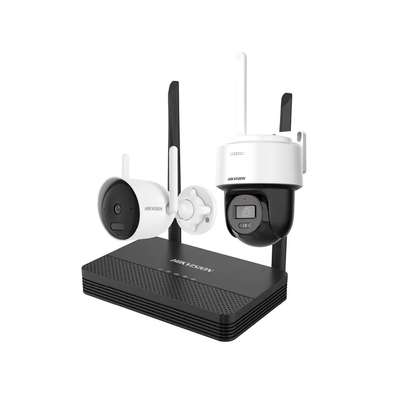Kit de Cámaras Hikvision 4CH, Incluye 1x Bullet y 1x PT 2MP, 1 Grabadora NVS Wi-Fi, soporta MSD Hasta 512GB, Incluye Fuente y Cable RJ45