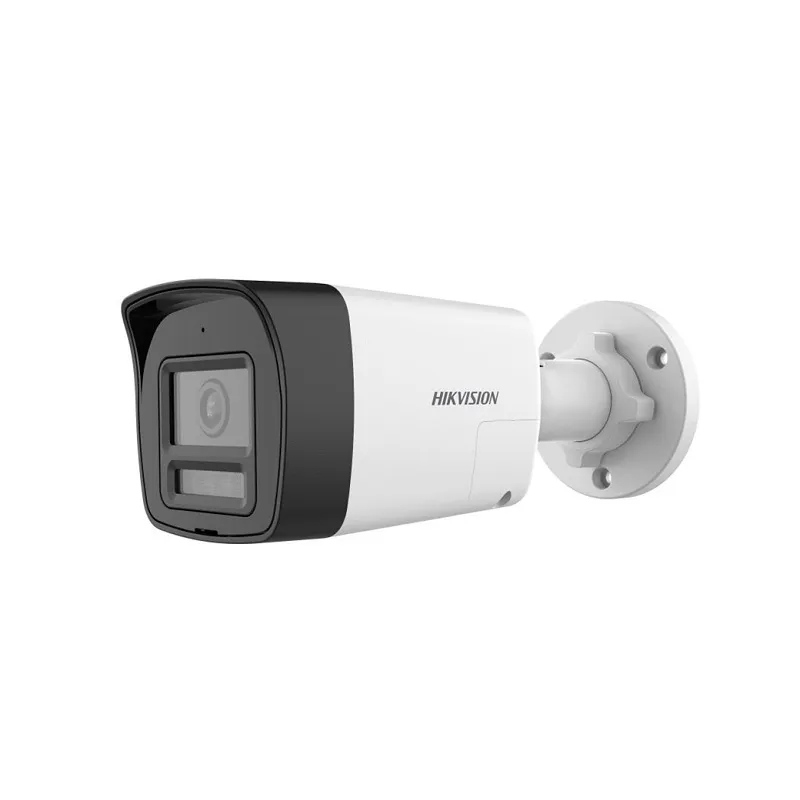 Cámara Bullet Hikvision TVI/AHD/CVI/CVBS, 2.8mm, 2MP FHD, IR 25m, Micrófono, IP67, Plástica