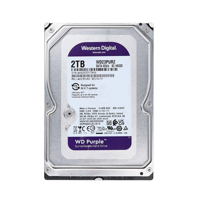Disco duro WD para video vigilancia Morado 2TB 3.5, 64MB cache, 5400RPM, Purple