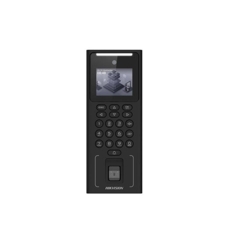 Control de Acceso y asistencia HIKVISION K1T321MFWX-B, Pantalla LCD 2.4", Lente 2MP, Lectura de Rostro, Huella, Clave y Tarjetas M1, Wi-Fi, Batería
