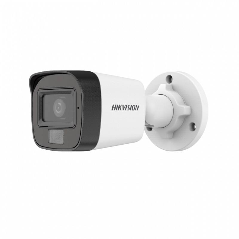 Cámara Bullet Hikvision TVI/AHD/CVI/CVBS, 2.8mm, 2MP FHD, IR 25m, Micrófono, IP67, Plástica