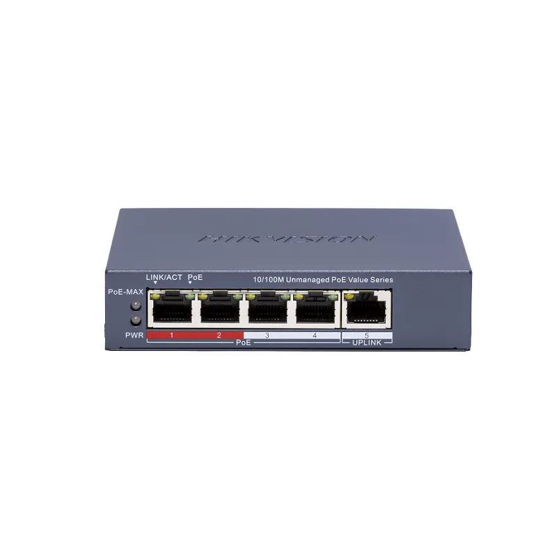Switch Hikvision DS-3E0105P-E/M(C), 4 Puertos PoE +1 Puerto RJ45 10/100Mbps, No Administrable