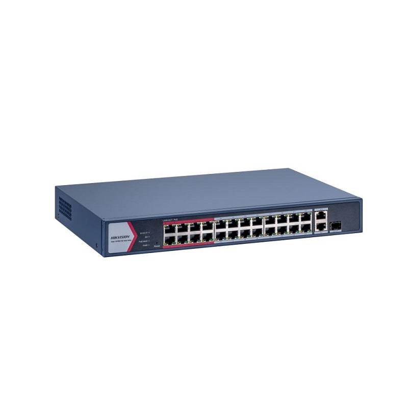 Switch Hikvision DS-3E1326P-EI/M, de 24 Puertos Fast Ethernet 10/100 PoE + 2× Combo Gigabit RJ45