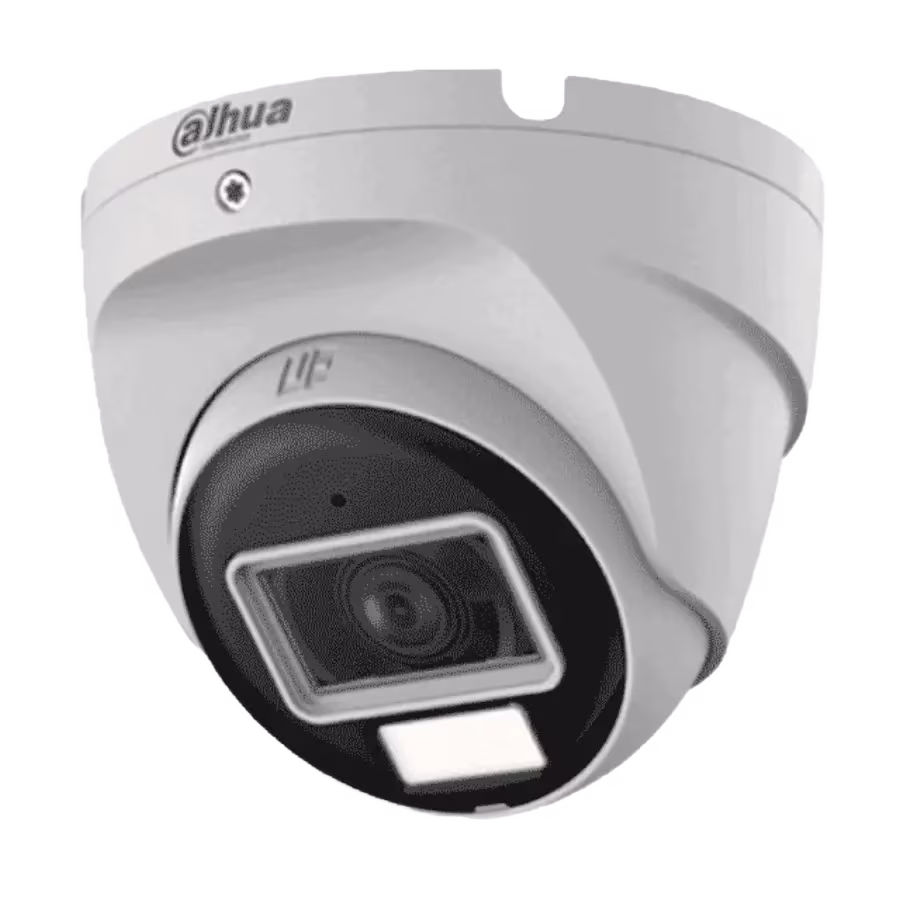 CÁMARA DAHUA HDCVI 5MP COOPER EYEBALL CON SMART DUAL LIGHT, LENTE FIJA 2.8MM, MICRÓFONO INTEGRADO, IR 30M, LUZ CÁLIDA 20M, DWDR, 2DNR, IP67, CVI-TVI-AHD-CVBS, DIP SWITCH, 12VDC