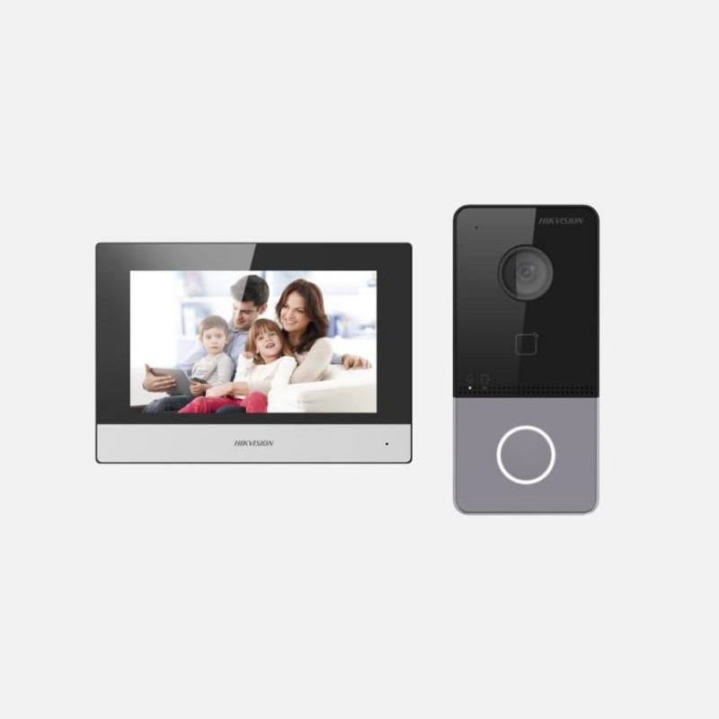 Hikvision KIS603-P IP Intercom Kit 7" Touchscreen 2MP Camera 32MB/256MB Storage MSD Card Reader App Control IP65 Rated