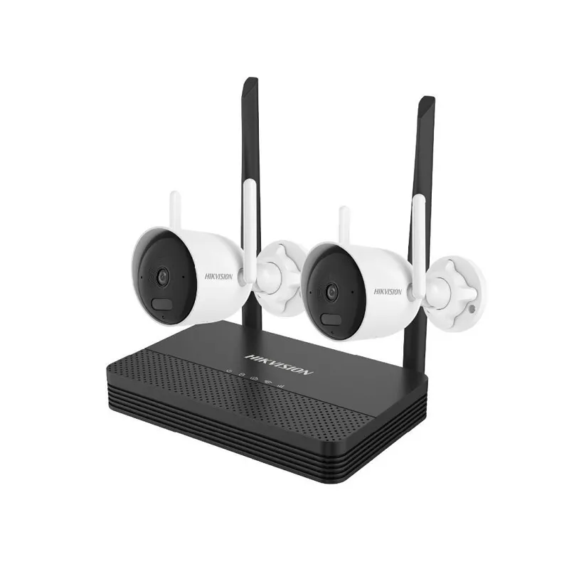 Kit de Cámaras Hikvision 4CH, Incluye 2x Bullet 4MP, 1 Grabadora NVS Wi-Fi, soporta MSD Hasta 512GB, Incluye Fuente y Cable RJ45